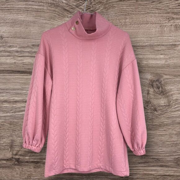 Women’s Sunday Up Pink Sweater Dress, Fan Favorite, Textured Pebble & Braids M - Picture 1 of 12